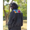 Patchwork Wendejacke tragend Hinterseite
