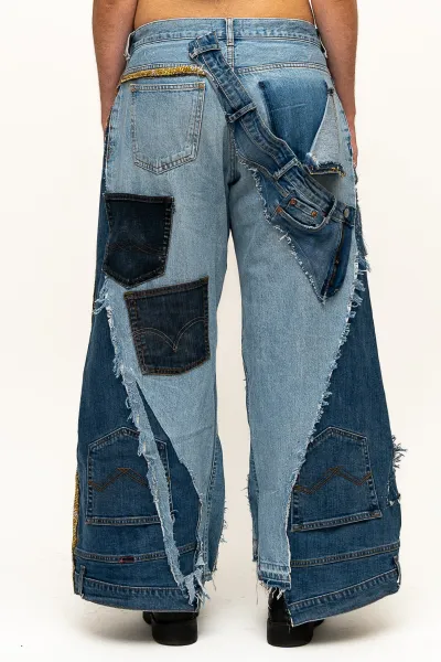Patchwork-Hose Jeans Rückseite