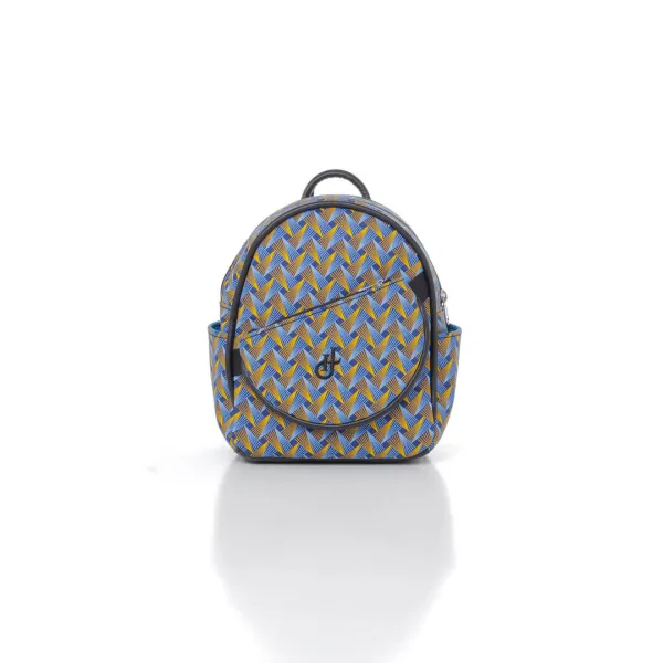 Shweshwe Mini-Rucksack Blau hinten