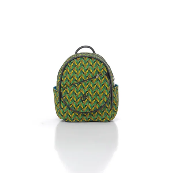 Shweshwe Mini-Rucksack Grün Rückseite