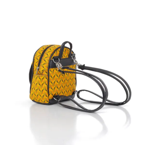 Shweshwe Mini-Rucksack Gelb seitlich
